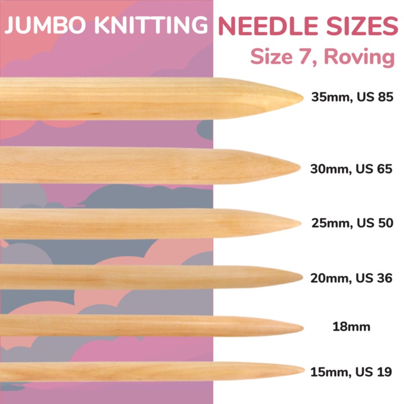 BambooMN JubileeYarn Jumbo Birch Knitting Needles - US 19 (15mm) - 16" Long - 1 Pair - Image 3